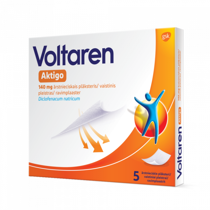 VOLTAREN AKTIGO 140MG ĀRSTNIECISKAIS PLĀKSTERIS N5