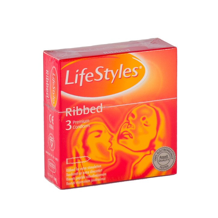 LIFESTYLE RIBBED Prezervatīvi   N3